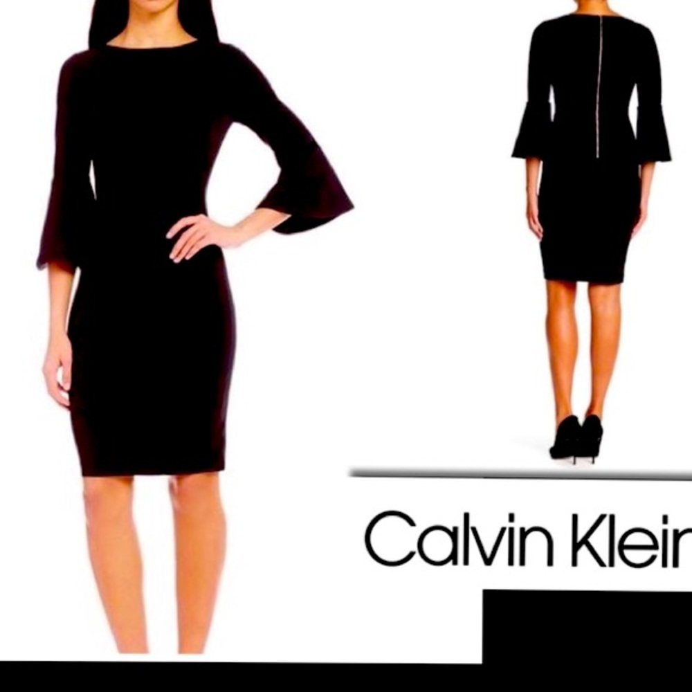 Calvin Klein bell sleeve dress black